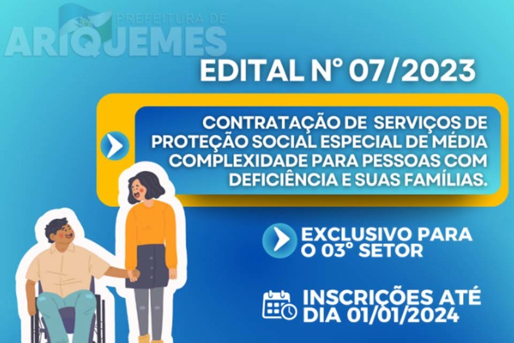 Semeds de Ariquemes abre edital para OSCs em Serviços de Proteção Social