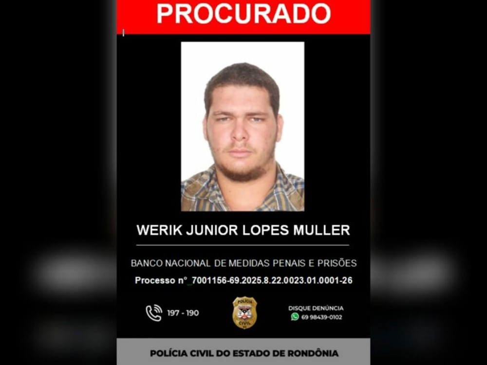 PC divulga foto de foragido por homicídio motivado por ciúmes em rodeio de São Francisco do Guaporé