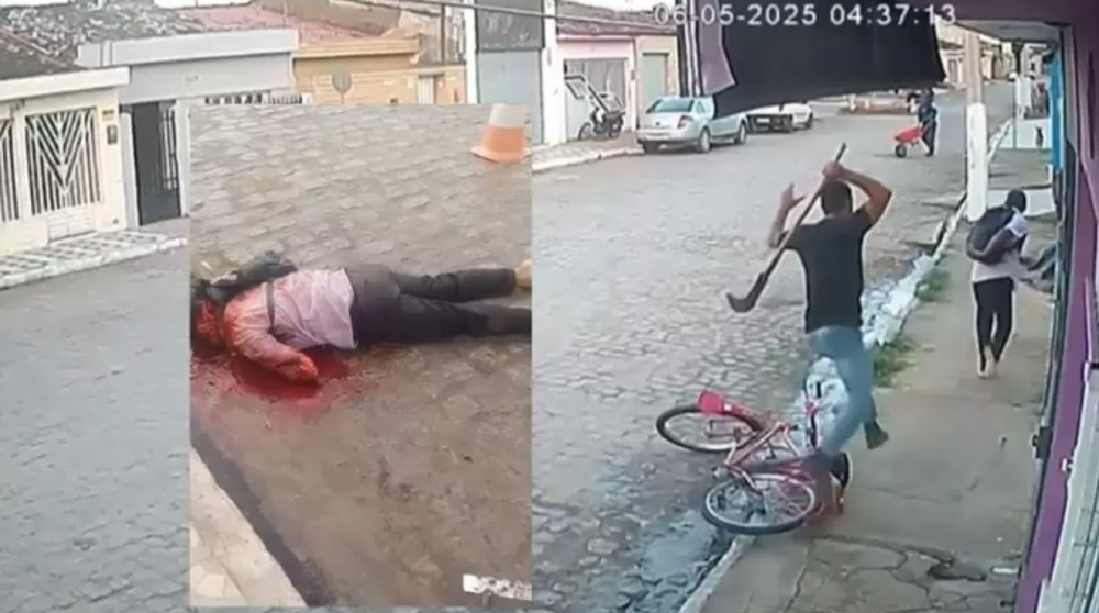 Vídeo mostra homem sendo morto com golpes de foice no meio da rua