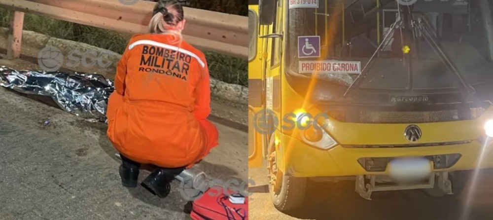 Homem morre após ser atropelado por ônibus escolar na ponte sob o rio Madeira