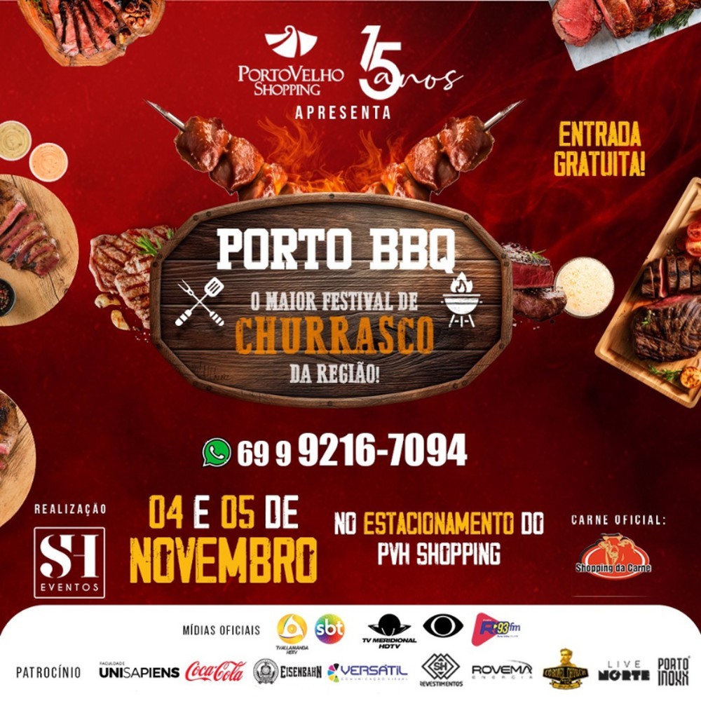 Porto BBQ: festival de churrasco celebra 15 anos do Porto Velho Shopping