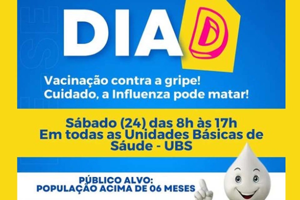 Prefeitura realiza Dia D de Vacinação contra a gripe para adultos e crianças a partir de 6 meses