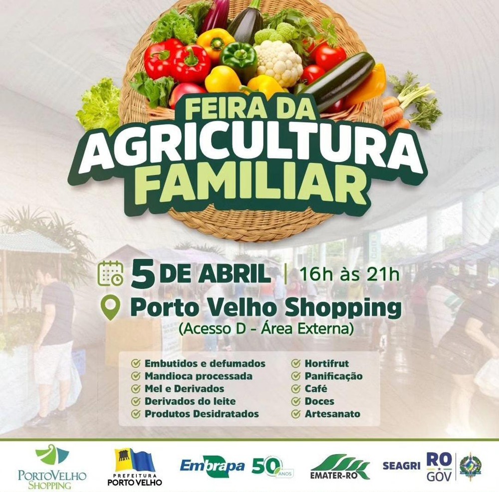 Feira da Agricultura Familiar expõe produtos regionais no Porto Velho Shopping