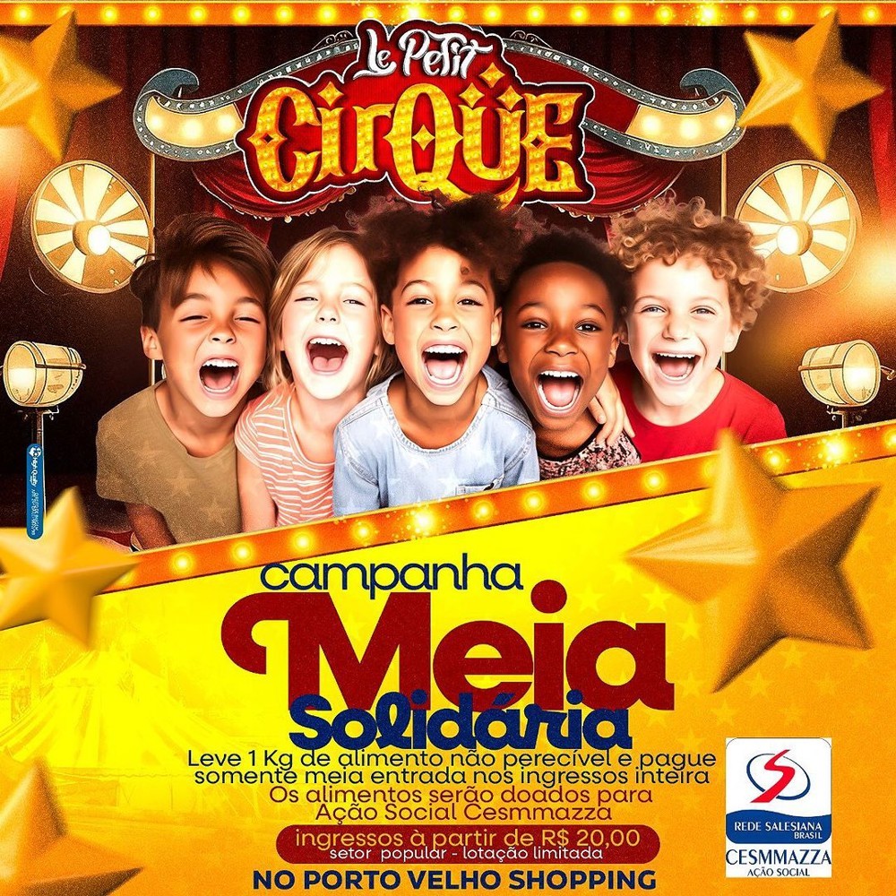 Circo Le Petit Cirque e Cesmmazza se unem em uma campanha solidária no Porto Velho Shopping